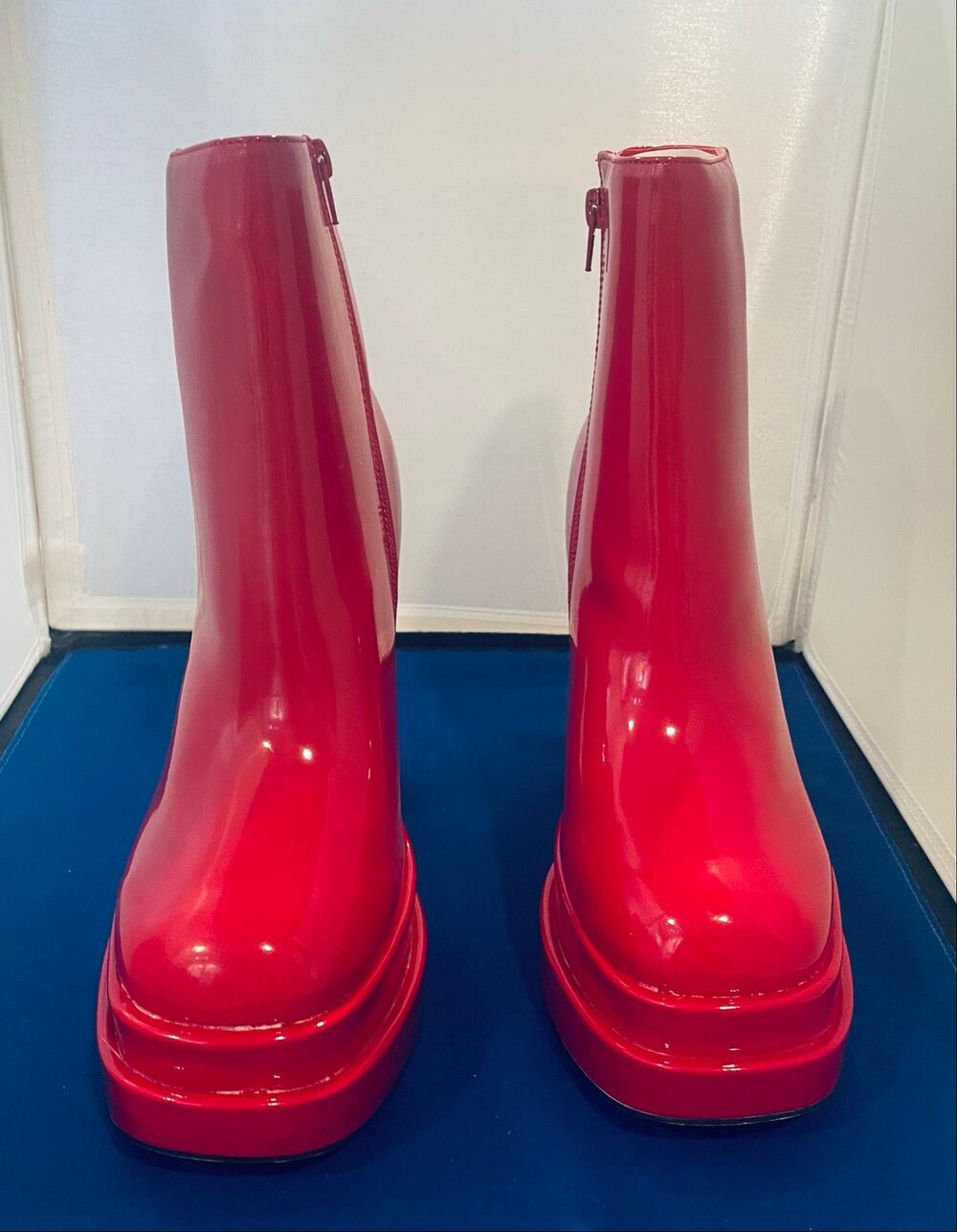 Bamboo womens red 8.5 {38.5} high heel boot - festival or concert